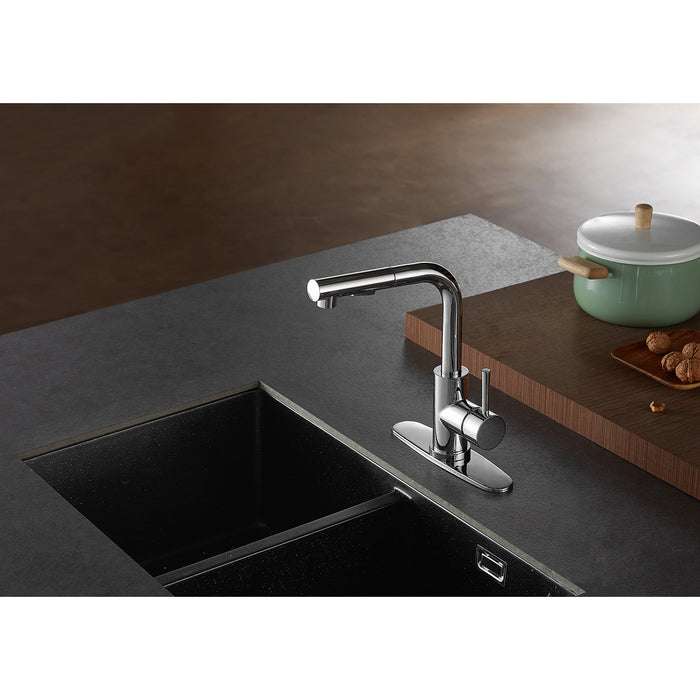 Gourmetier LS2711DL Concord Single-Handle Pull-Out Kitchen Faucet with Pull-Out Sprayer, Polished Chrome