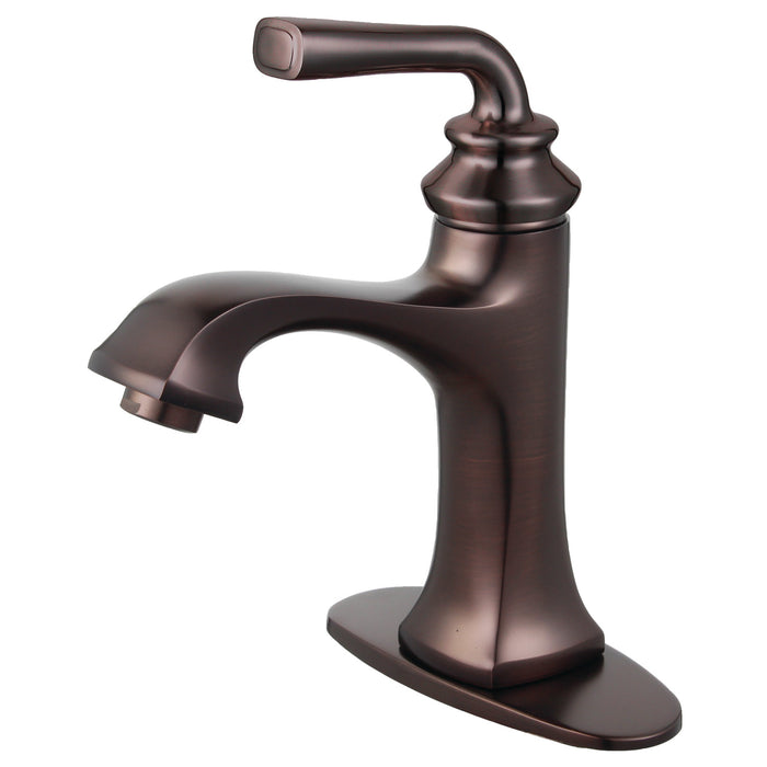 Kingston Brass LS4425RXL Restoration One-Handle Single-Hole Bathroom Faucet with Deck Plate and Push Pop-Up Drain, Oil Rubbed Bronze