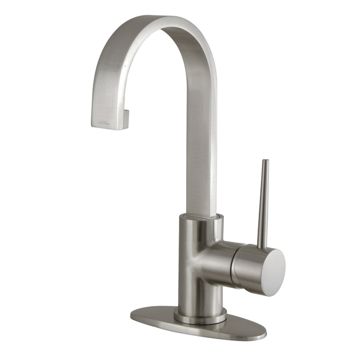 Kingston Brass LS8218NYL New York One-Handle Single-Hole Bathroom Faucet with Deck Plate and Push Pop-Up Drain, Brushed Nickel