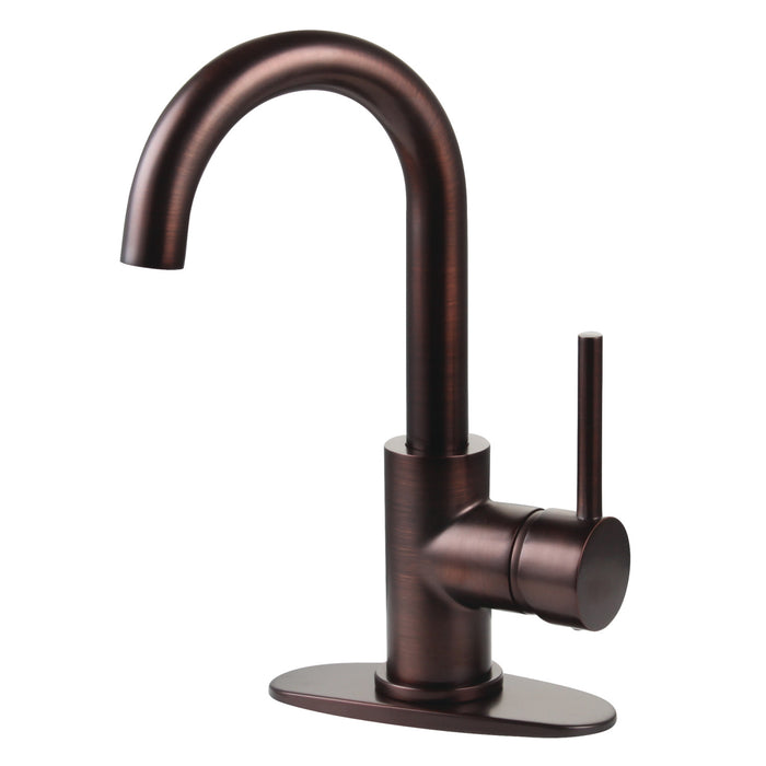 Kingston Brass LS8435DL Concord One-Handle Single-Hole Bathroom Faucet with Deck Plate and Push Pop-Up Drain, Oil Rubbed Bronze