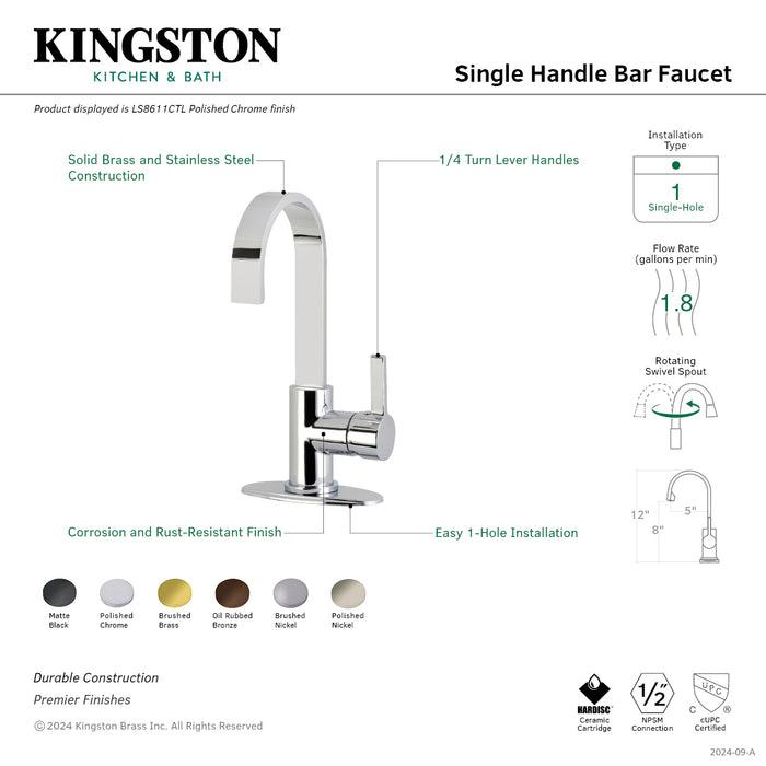 Kingston Brass LS8615CTL Continental Single-Handle Bar Faucet, Oil Rubbed Bronze