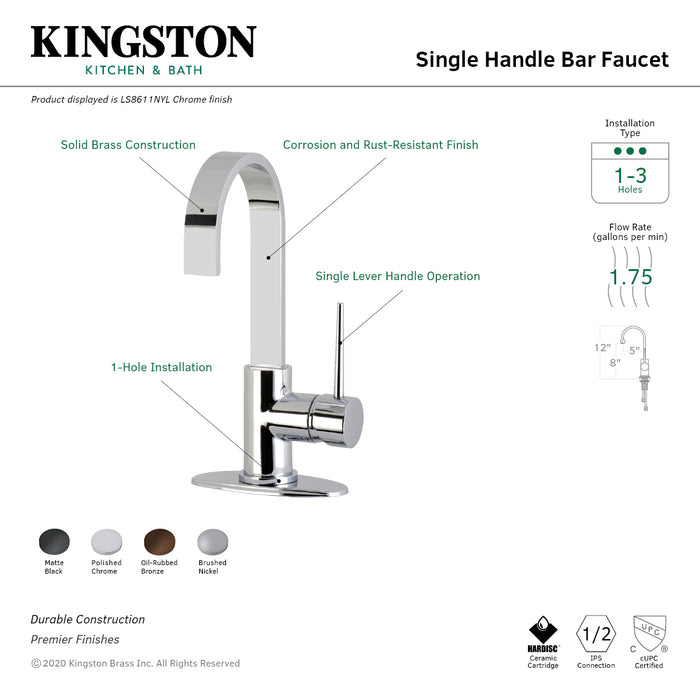 Kingston Brass LS8615NYL New York Single-Handle Bar Faucet, Oil Rubbed Bronze