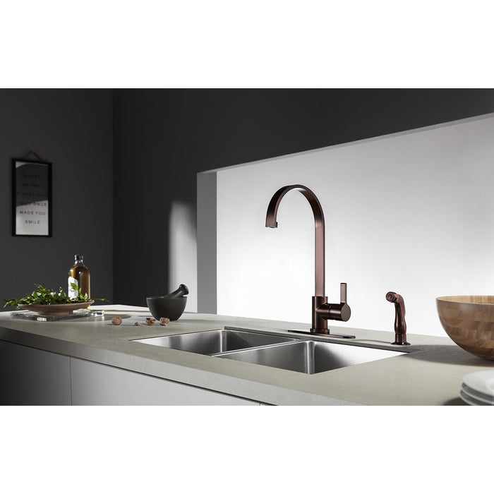 Gourmetier LS8715CTLSP Continental Single-Handle Kitchen Faucet with Side Sprayer, Oil Rubbed Bronze