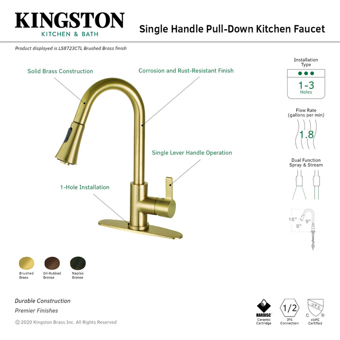 Gourmetier LS8725CTL Continental Single-Handle Pull-Down Kitchen Faucet, Oil Rubbed Bronze