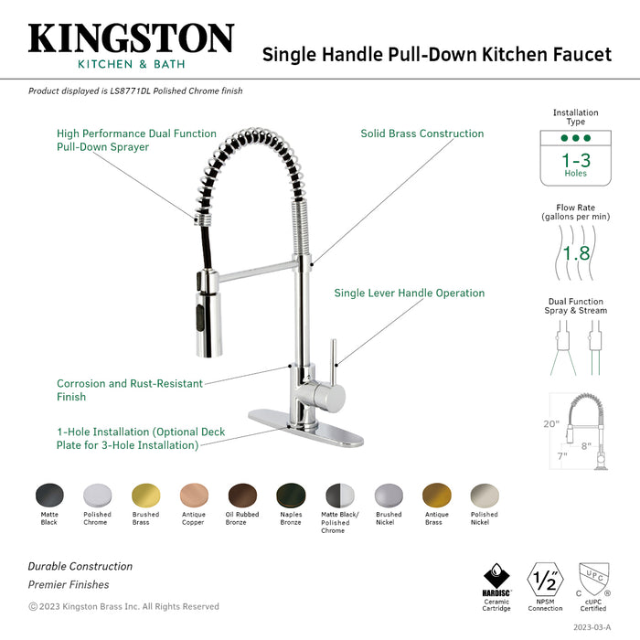 Gourmetier LS8775DL Concord Single-Handle Deck-Mount Pre-Rinse Kitchen Faucet, Oil Rubbed Bronze