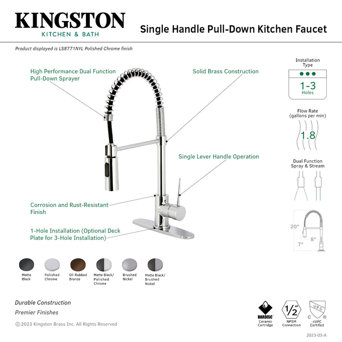 Gourmetier LS8775NYL New York Single-Handle Deck-Mount Pre-Rinse Kitchen Faucet, Oil Rubbed Bronze