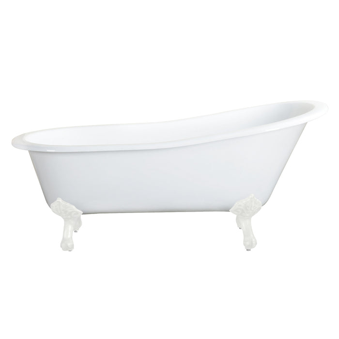 Aqua Eden NHVCTND653129BW 61" Cast Iron Oval Single Slipper Clawfoot Tub (No Faucet Drillings), White
