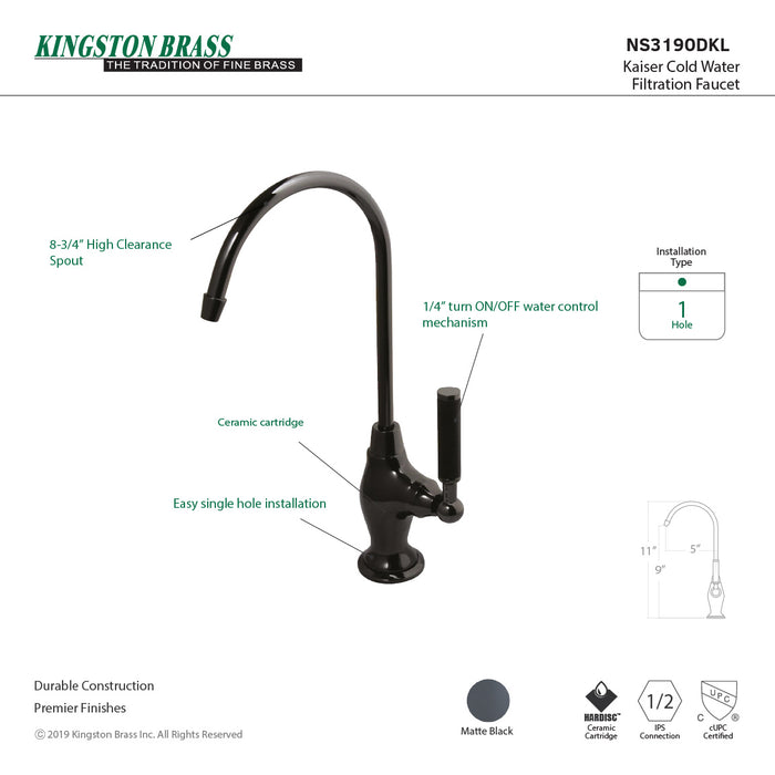 Kingston Brass NS3190DKL Water Onyx Restoration Water Filtration Faucet, Black Stainless Steel