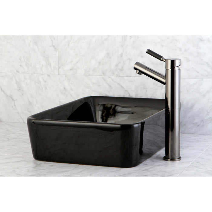 Kingston Brass NS8410DKL Water Onyx Single-Handle Vessel Sink Faucet, Black Stainless Steel