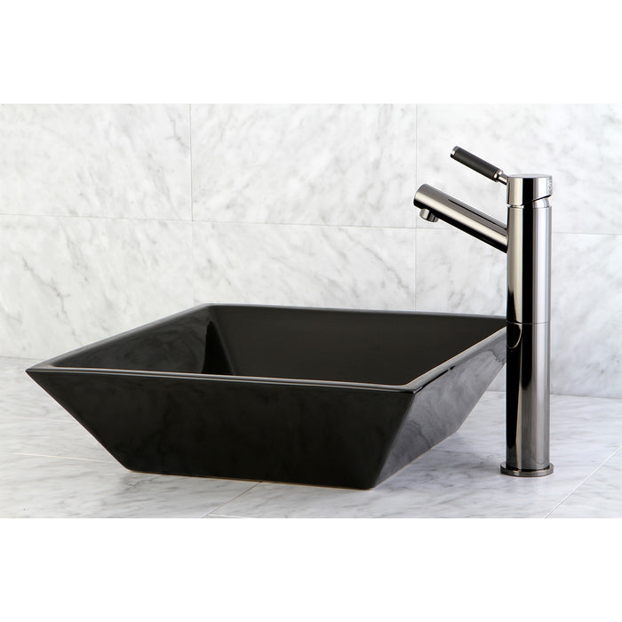 Kingston Brass NS8410DKL Water Onyx Single-Handle Vessel Sink Faucet, Black Stainless Steel