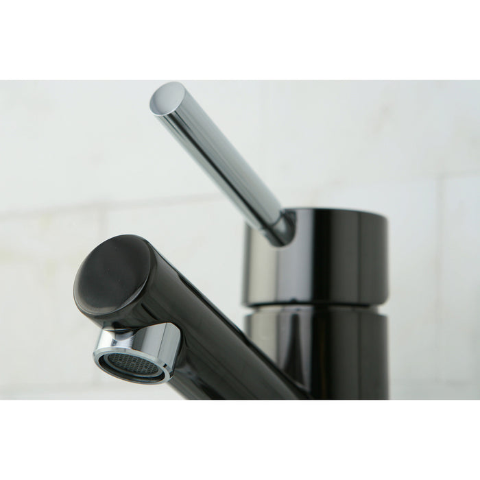 Kingston Brass NS8427DL Water Onyx Single-Handle 4" Centerset Bathroom Faucet with Brass Pop-Up, Black Stainless Steel/Polished Chrome