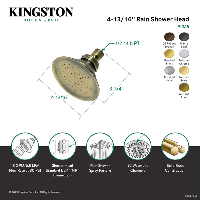 Kingston Brass P10MB Victorian 4-3/4" Round Raindrop Brass Shower Head, Matte Black