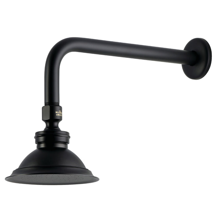 Kingston Brass P10MBCK Victorian 4-13/16" Round Raindrop Brass Shower Head with 12" Shower Arm, Matte Black