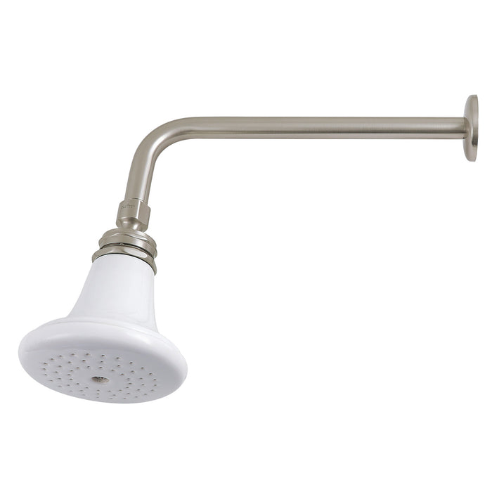 Kingston Brass P50SNCK Victorian 5-1/8" Round Raindrop Ceramic Shower Head with 12" Shower Arm, Brushed Nickel