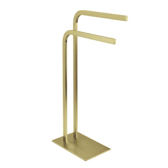 Kingston Brass SCC8007 Edenscape 31" Freestanding Pedestal 2-Tier L-Shape Towel Rack, Brushed Brass