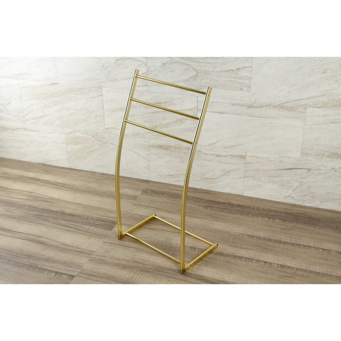 Kingston Brass SCC8257 Edenscape 34" Freestanding Pedestal 3-Tier Towel Rack, Brushed Brass