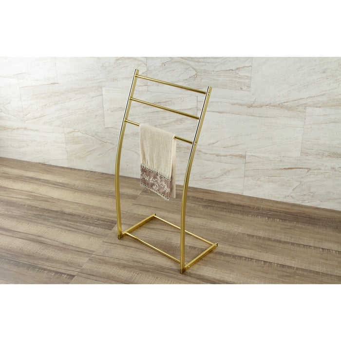 Kingston Brass SCC8257 Edenscape 34" Freestanding Pedestal 3-Tier Towel Rack, Brushed Brass