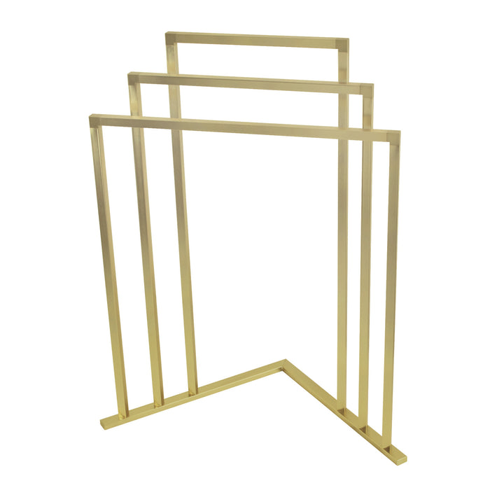Kingston Brass SCC8277 Edenscape 32-15/16" Freestanding Pedestal 3-Tier L-Shaped Corner Towel Rack, Brushed Brass