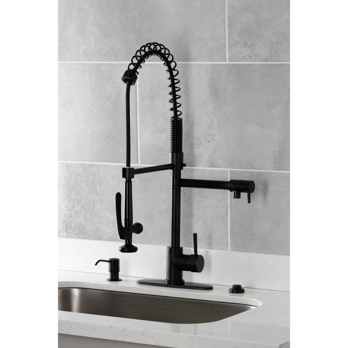 Kingston Brass SD2610MB Straight Nozzle Metal Soap/Lotion Dispenser, Matte Black