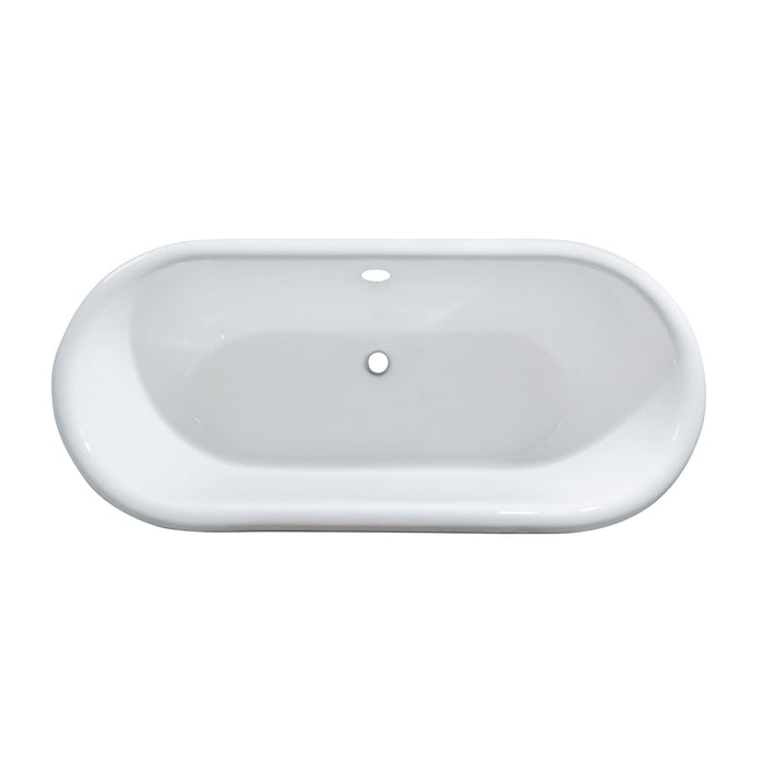 Aqua Eden VBTND663013NB5 66" Cast Iron Oval Double Ended Clawfoot Tub (No Faucet Drillings), Black/White/Oil Rubbed Bronze