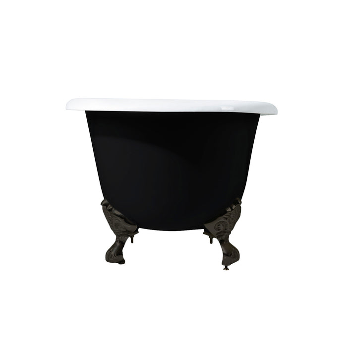 Aqua Eden VBTND663013NB5 66" Cast Iron Oval Double Ended Clawfoot Tub (No Faucet Drillings), Black/White/Oil Rubbed Bronze