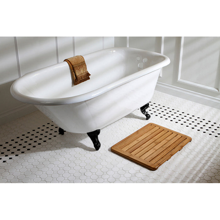 Aqua Eden VCT3D543019NT0 54" Cast Iron Oval Rectangular Roll Top Clawfoot Tub (3-3/8" Wall Drillings), White/Matte Black