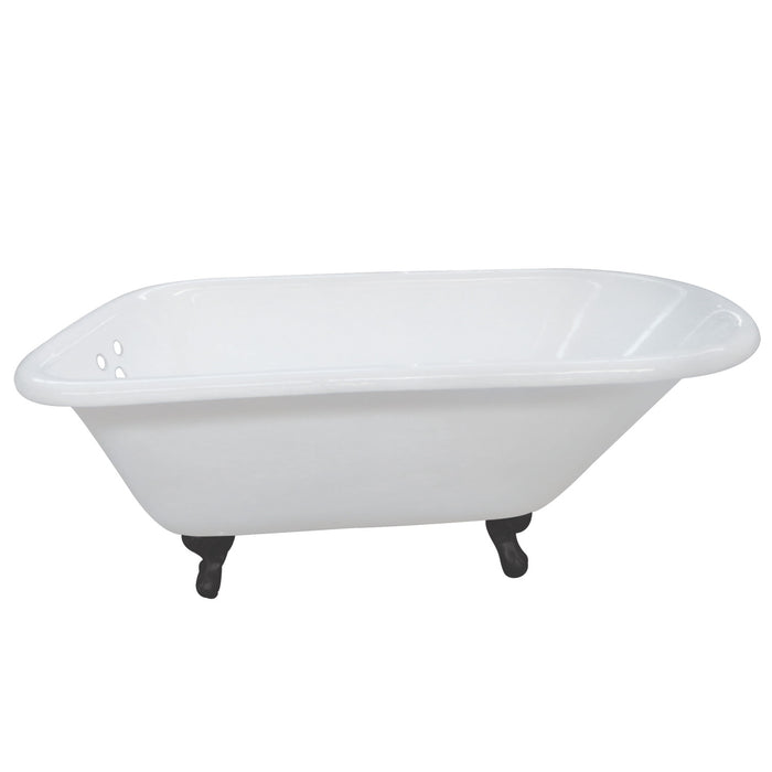 Aqua Eden VCT3D543019NT0 54" Cast Iron Oval Rectangular Roll Top Clawfoot Tub (3-3/8" Wall Drillings), White/Matte Black