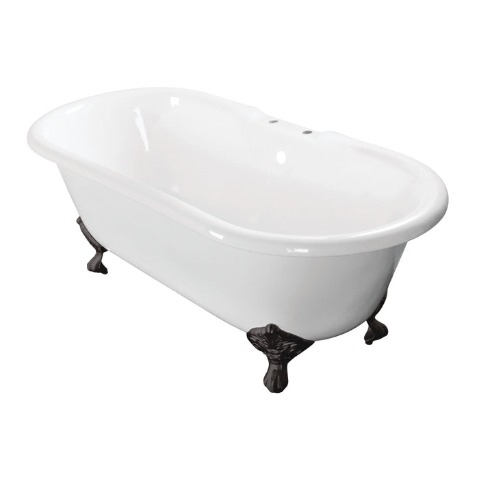 Aqua Eden VCT7D663013NB0 66" Cast Iron Oval Double Ended Clawfoot Tub (7" Faucet Drillings), White/Matte Black