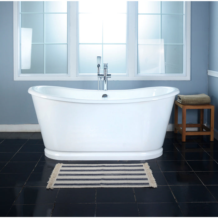 Kingston Brass VCTDS662829 66" Cast Iron Oval Double Slipper Pedestal Tub (No Faucet Drillings), White