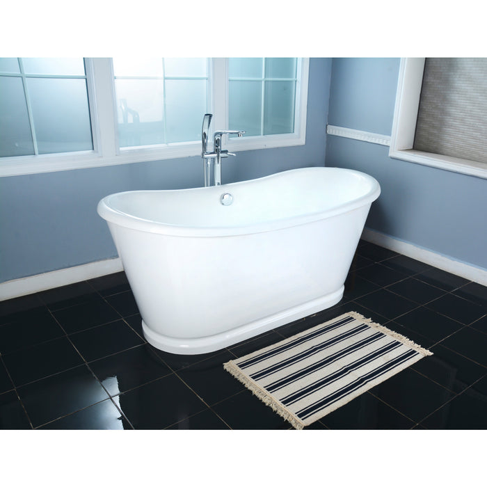 Kingston Brass VCTDS662829 66" Cast Iron Oval Double Slipper Pedestal Tub (No Faucet Drillings), White