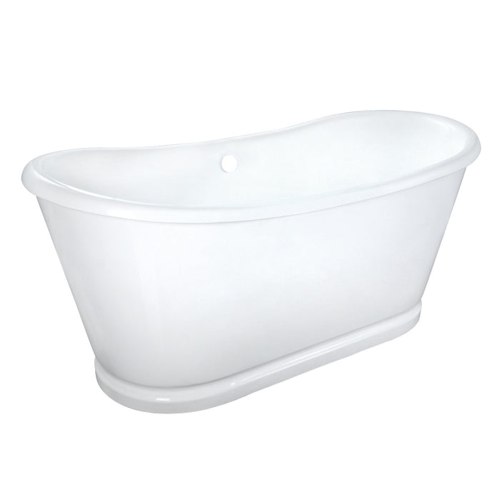 Kingston Brass VCTDS662829 66" Cast Iron Oval Double Slipper Pedestal Tub (No Faucet Drillings), White
