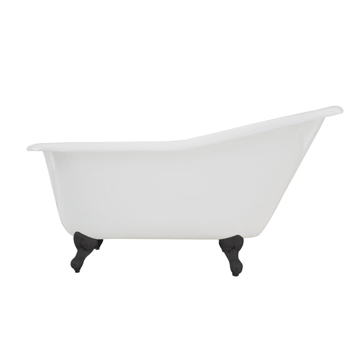 Aqua Eden VCTND6030NT0 60" Cast Iron Oval Single Slipper Clawfoot Tub (No Faucet Drillings), White/Matte Black