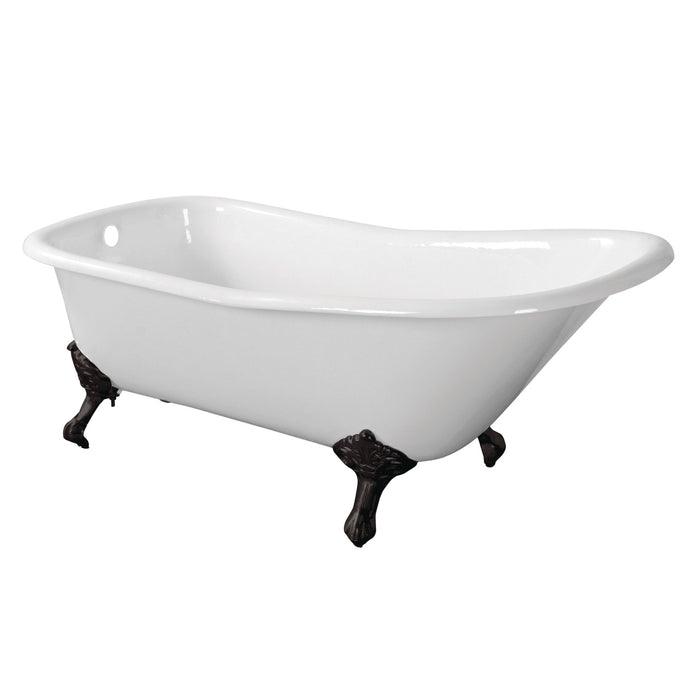 Aqua Eden VCTND6630NF0 67" Cast Iron Classic Flat-Rim Single Slipper Clawfoot Tub (No Faucet Drillings), White/Matte Black