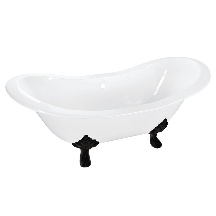 Aqua Eden VCTNDS6130NC0 61" Cast Iron Oval Double Slipper Clawfoot Tub (No Faucet Drillings), White/Matte Black