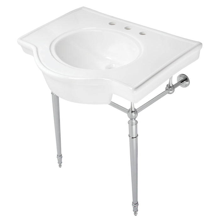 Fauceture VPB2215331ST Edwardian 31-Inch Console Sink with Brass Legs, White/Chrome