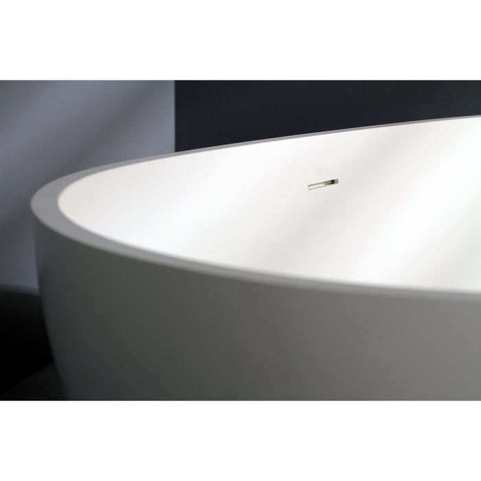 Kingston Brass VRTRS593021 59" Solid Surface Egg Shaped Double Ended Freestanding Tub with Drain, Matte White
