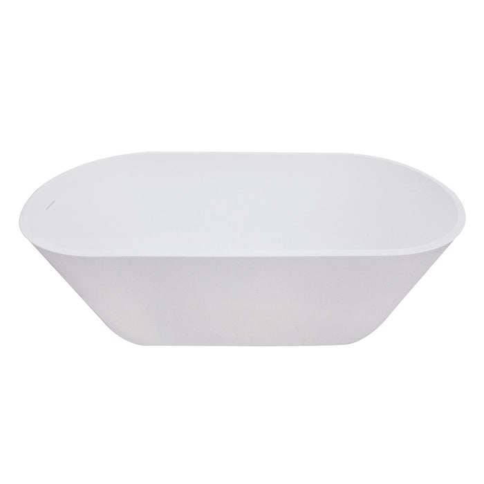 Kingston Brass VRTRS673123 67" Solid Surface Oval Double Ended Freestanding Tub with Drain, Matte White