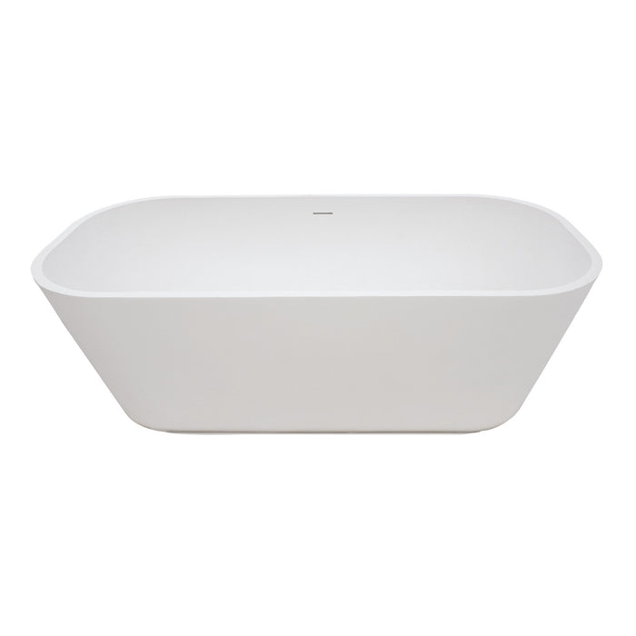 Kingston Brass VRTSQ653124 65" Solid Surface Rectangular Double Ended Freestanding Tub with Drain, Matte White