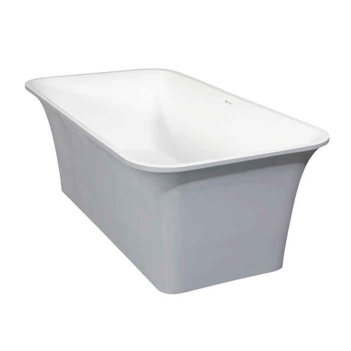 Kingston Brass VRTSQ673624WG 67" Solid Surface Rectangular Double Ended Freestanding Tub with Drain, Matte White/Gray