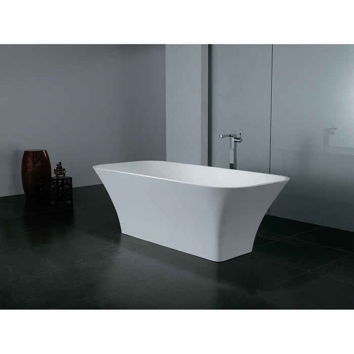 Kingston Brass VRTSQ683222 68" Solid Surface Rectangular Double Ended Freestanding Tub with Drain, Matte White