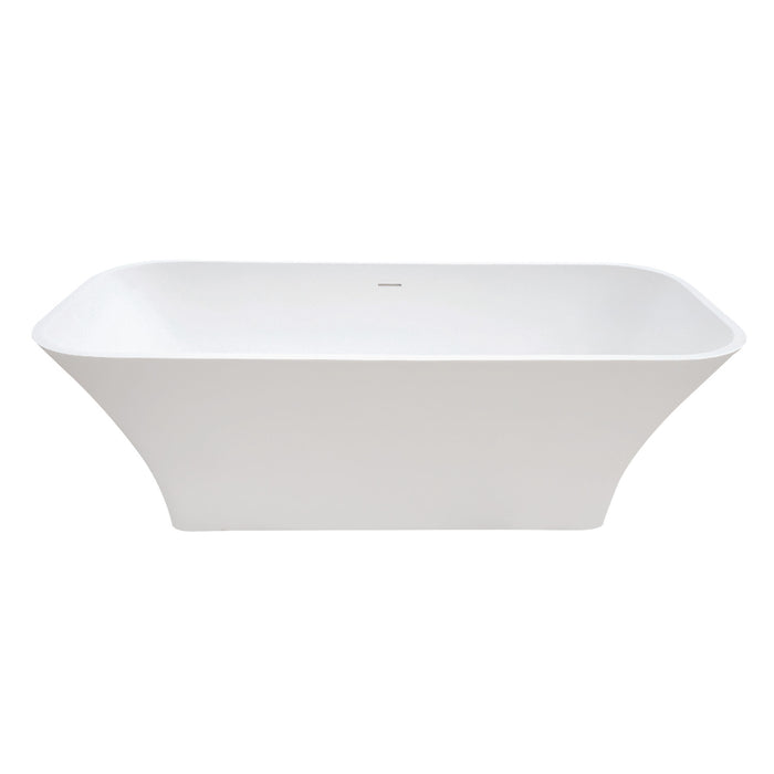 Kingston Brass VRTSQ683222 68" Solid Surface Rectangular Double Ended Freestanding Tub with Drain, Matte White