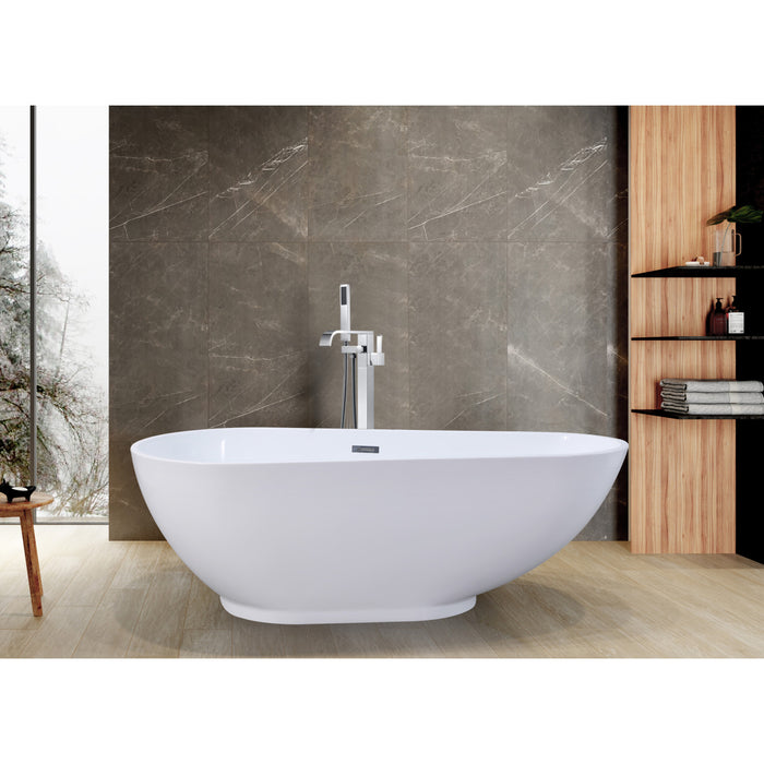 Kingston Brass VTDE693223BA 69" Acrylic Oval Double Ended Freestanding Tub with Drain, Glossy White