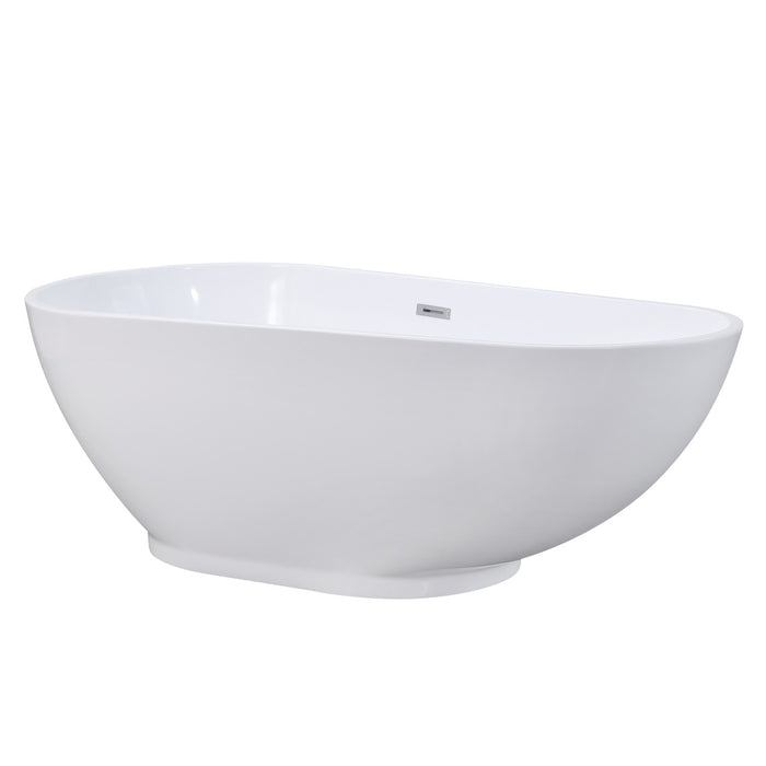Kingston Brass VTDE693223BA 69" Acrylic Oval Double Ended Freestanding Tub with Drain, Glossy White