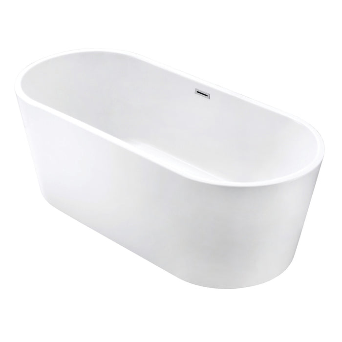 Kingston Brass VTOV633024 63" Acrylic Oval Double Ended Freestanding Tub with Drain, Glossy White