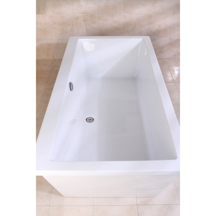 Kingston Brass VTSQ663422 66" Acrylic Rectangular Double Ended Freestanding Tub with Drain, Glossy White