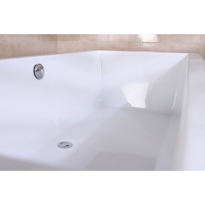 Kingston Brass VTSQ663422 66" Acrylic Rectangular Double Ended Freestanding Tub with Drain, Glossy White