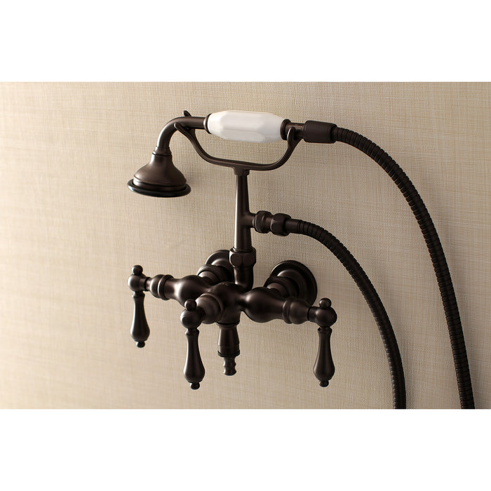 Kingston Brass AE19T5 Aqua Vintage 3-3/8 Inch Wall Mount Tub Faucet with Hand Shower, Oil Rubbed Bronze