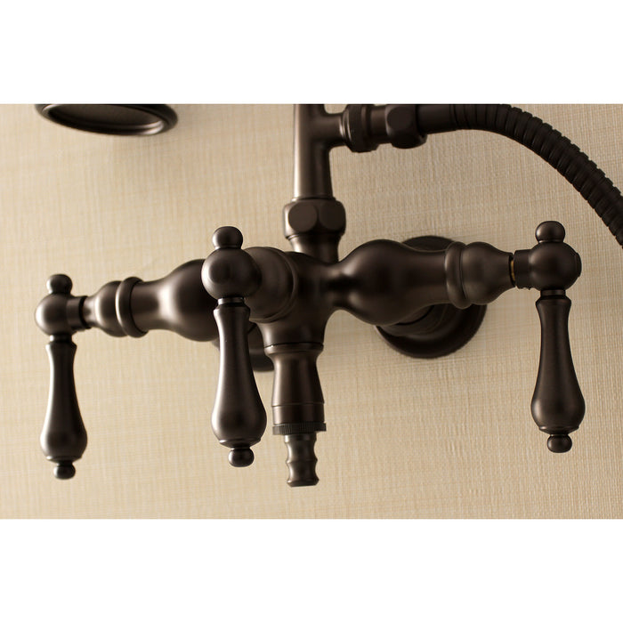 Kingston Brass AE19T5 Aqua Vintage 3-3/8 Inch Wall Mount Tub Faucet with Hand Shower, Oil Rubbed Bronze