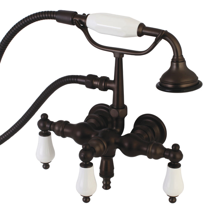 Aqua Vintage AE23T5 Vintage 3-3/8 Inch Wall Mount Tub Faucet with Hand Shower, Oil Rubbed Bronze