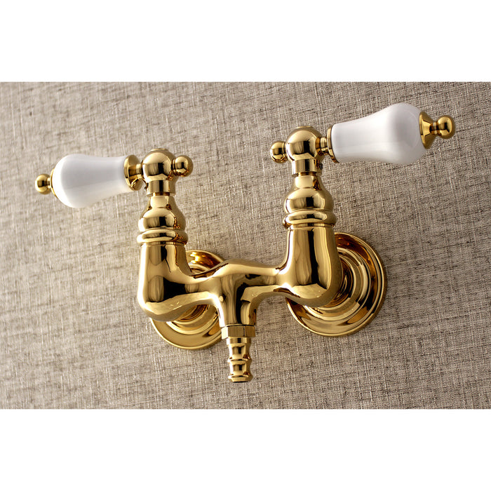 Kingston Brass AE33T2 Aqua Vintage 3-3/8 Inch Wall Mount Tub Faucet, Polished Brass
